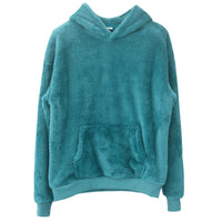 Przytulna bluza z kapturem unisex z polaru teddy o kroju oversize z kieszenią kangurką