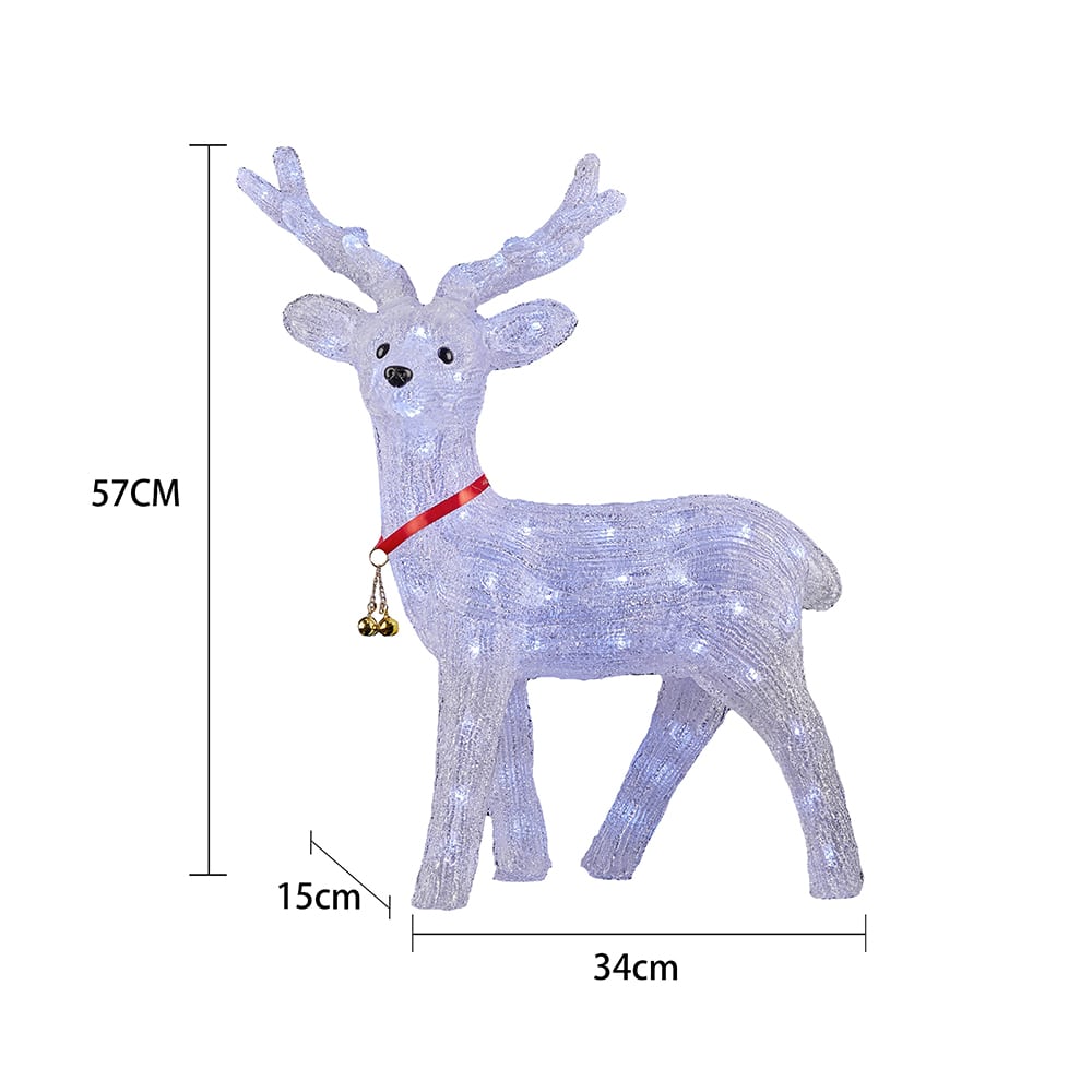 Renifer akrylowy z oświetleniem LED – wysokość 57 cm