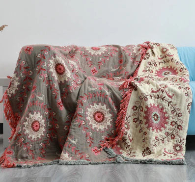 Reversible Scandinavian Bird Blanket - NordicNest