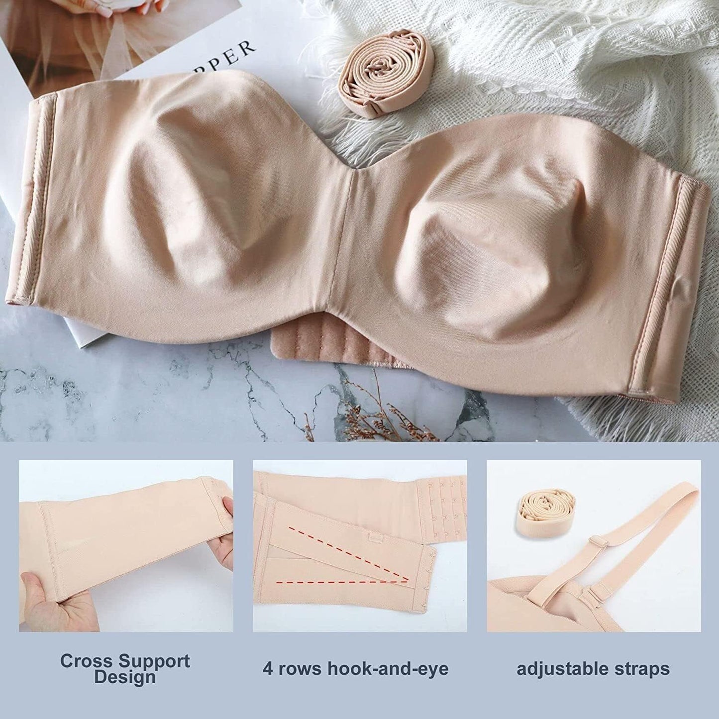 Seamless women's plus-size bra – adjustable straps, back closure, ultra-soft comfort for everyday wear