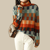 Miękki kaszmirowy golf | stylowy patchwork