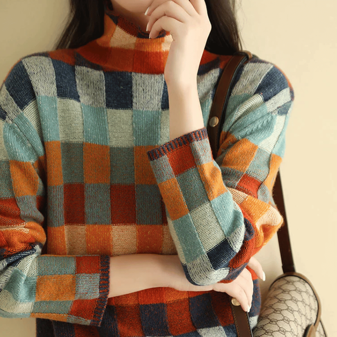 Soft Cashmere Turtleneck | Stylish Patchwork