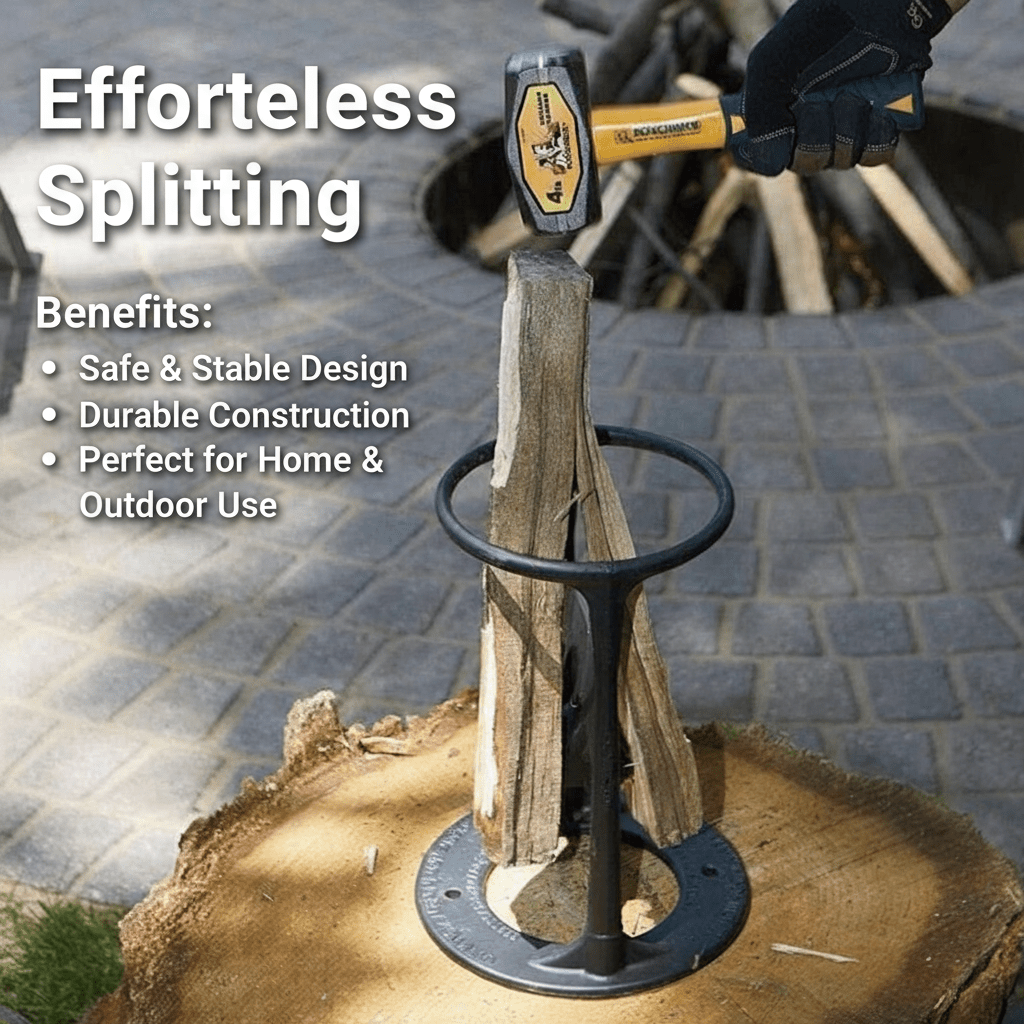 STEADYSPLIT – Safe Cast Iron Firewood Splitting Tool for Easy Winter Preparation