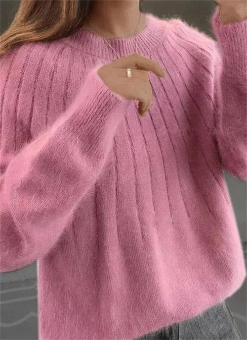 Sweter damski o wełnianym splocie z długim rękawem