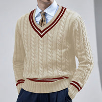 Sweter slim fit z dekoltem w serek