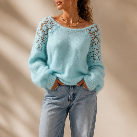 Sweter z koronkowym splotem