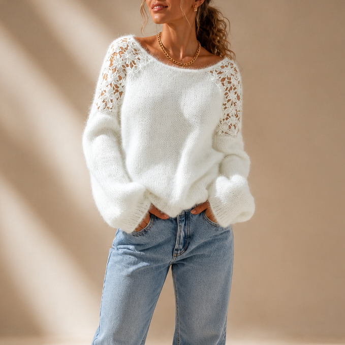 Sweter z koronkowym splotem