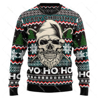 Świąteczny sweter grunge z nadrukiem czaszki