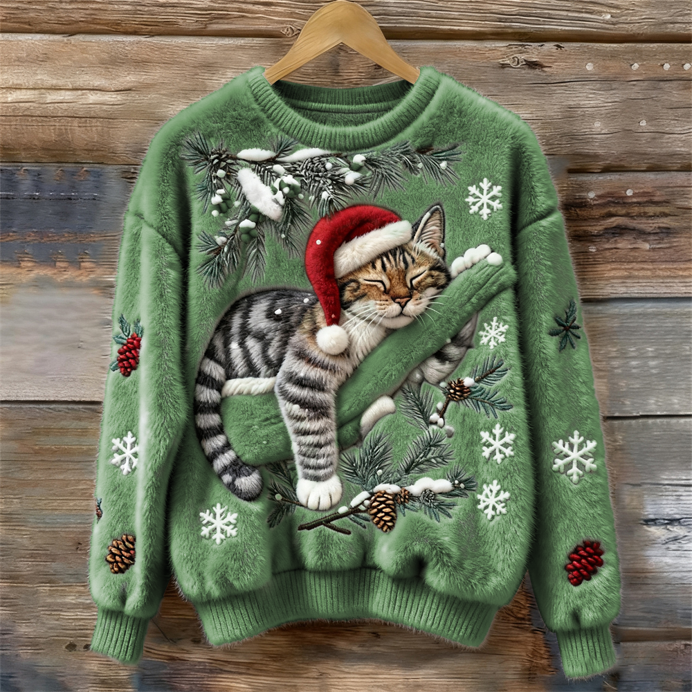 Świąteczny sweter z kotem
