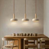 TRANQUILHALO – Retro lampa sufitowa LED z drewna i kamienia dla spokojnej atmosfery