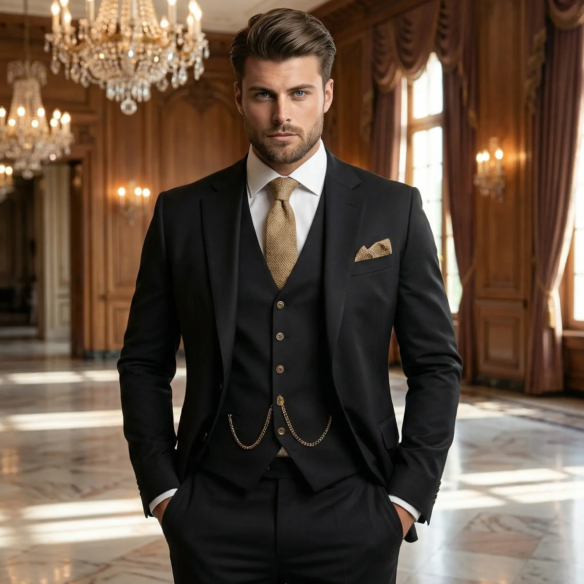Trzyczęściowy garnitur slim fit