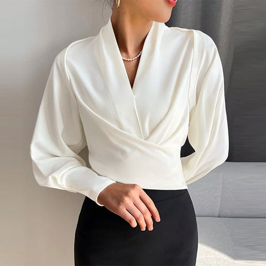 Vesper - Long Sleeve Puff Sleeve V-Neck Wrap Top