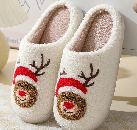 WINTERHOOF – Warm, Non-Slip House Slippers with Deer Motif for Winter