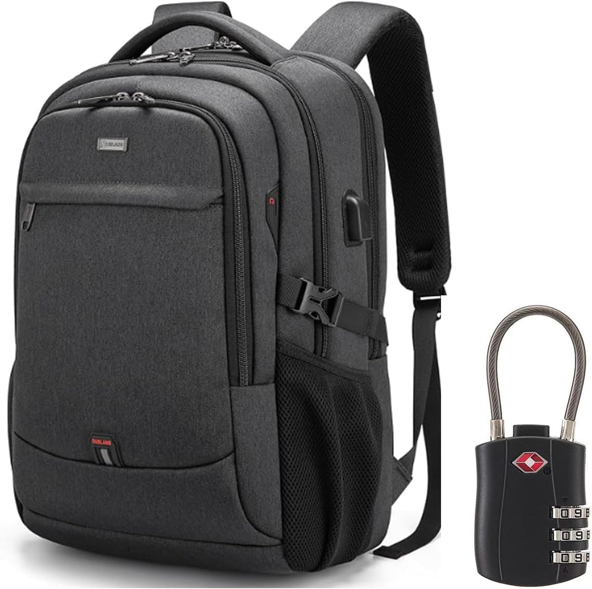 Wodoodporny podróżny plecak na laptopa z portem USB i organizerem