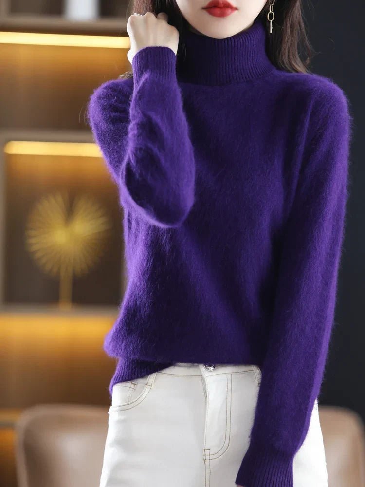 Women's 100% Cashmere Turtleneck Sweater Warm Slim Fit Knit in 23 Colors