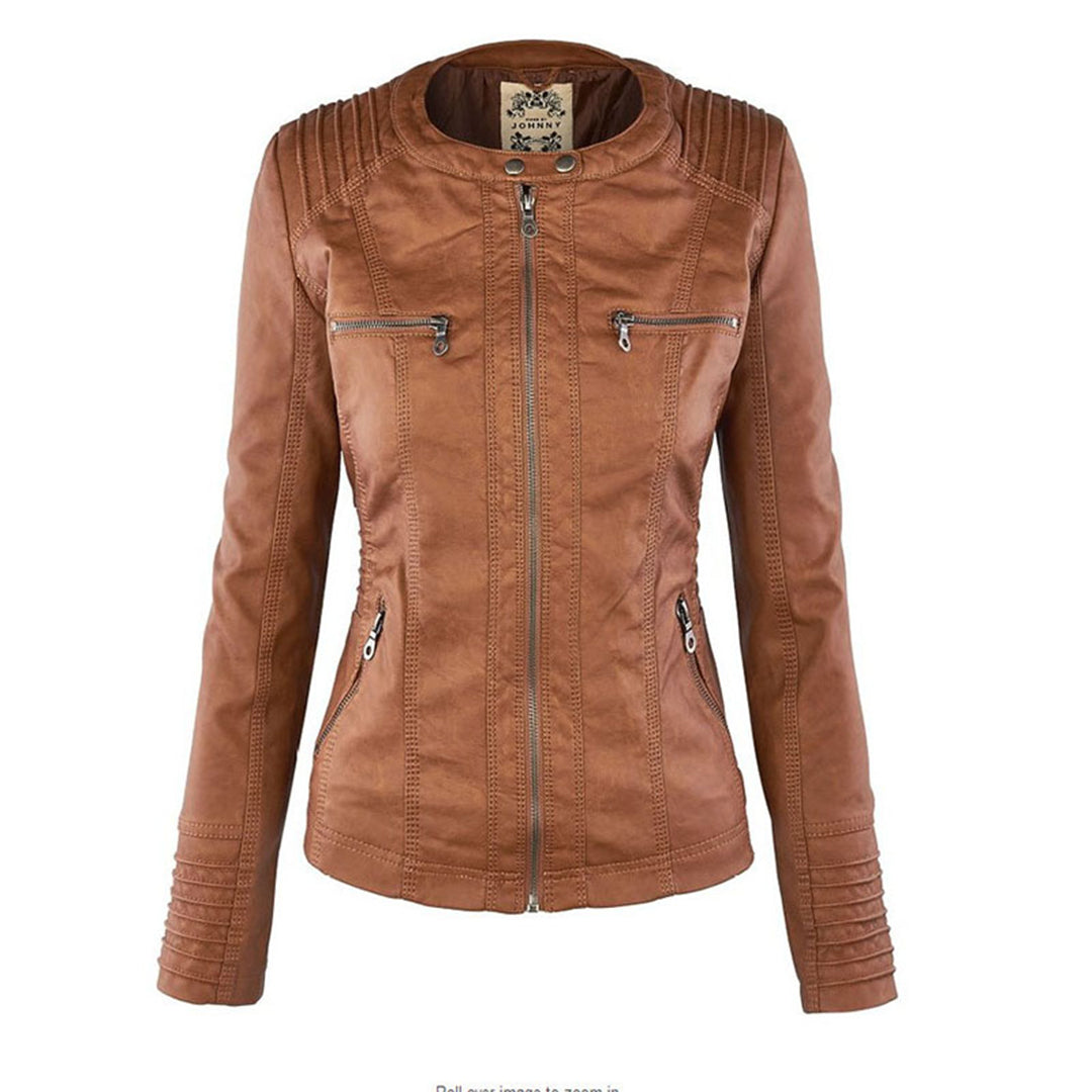 Women's Hooded Leather Jacket - Autumn Edition