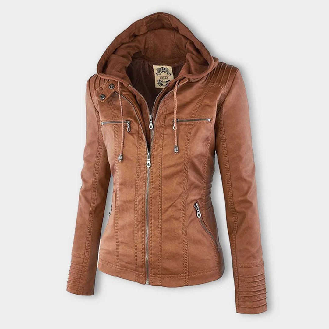 Women's Hooded Leather Jacket - Autumn Edition
