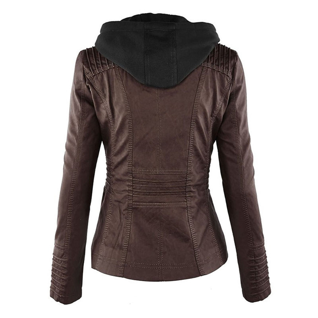 Women's Hooded Leather Jacket - Autumn Edition