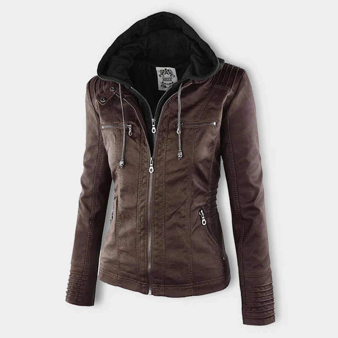Women's Hooded Leather Jacket - Autumn Edition