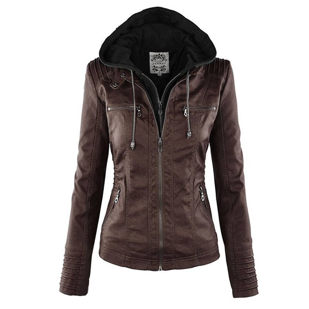 Women's Hooded Leather Jacket - Autumn Edition