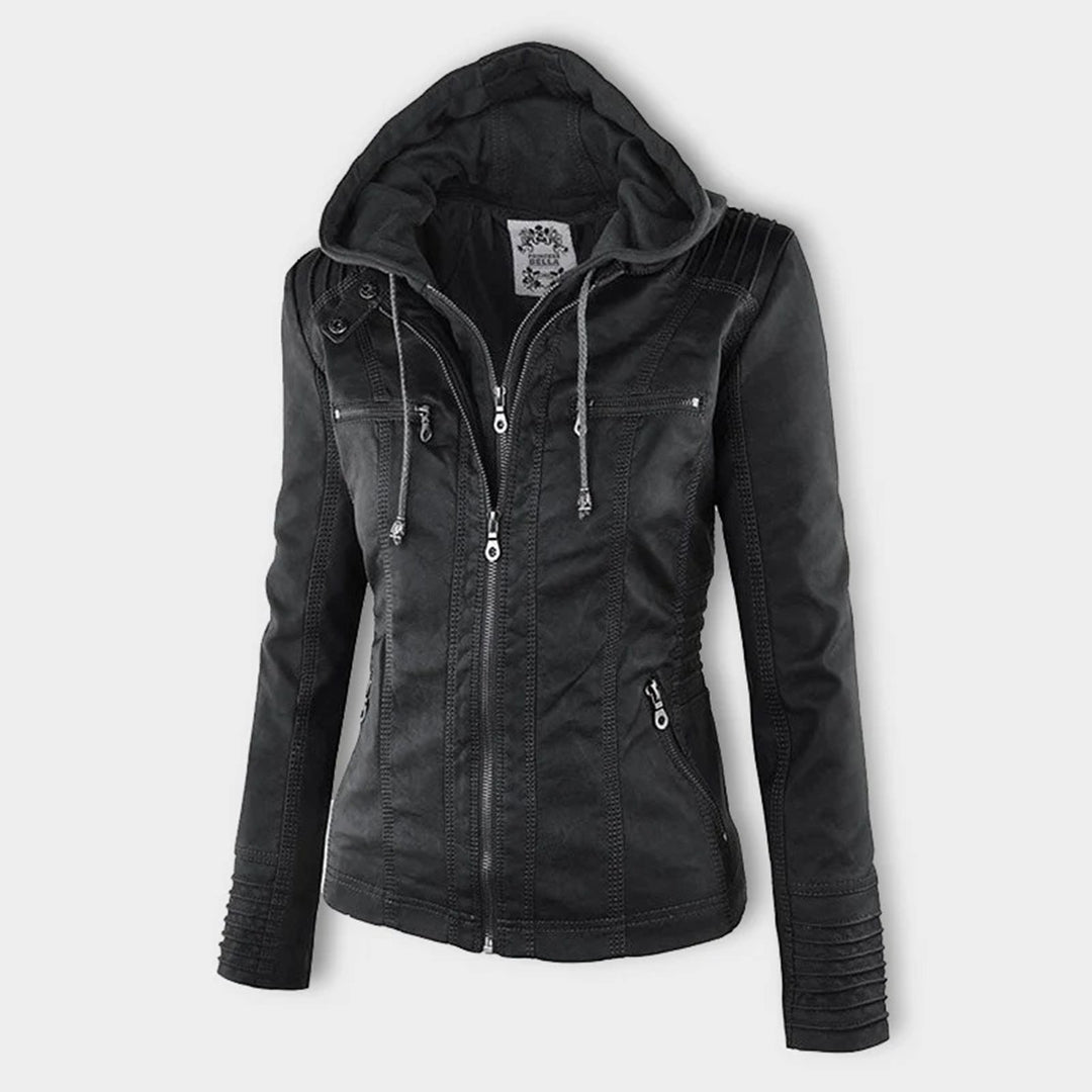 Women's Hooded Leather Jacket - Autumn Edition