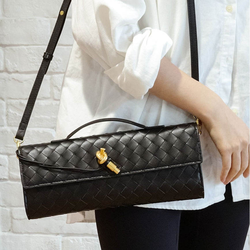 Women's Leather Handbag | Braided Shoulder Strap Backpack