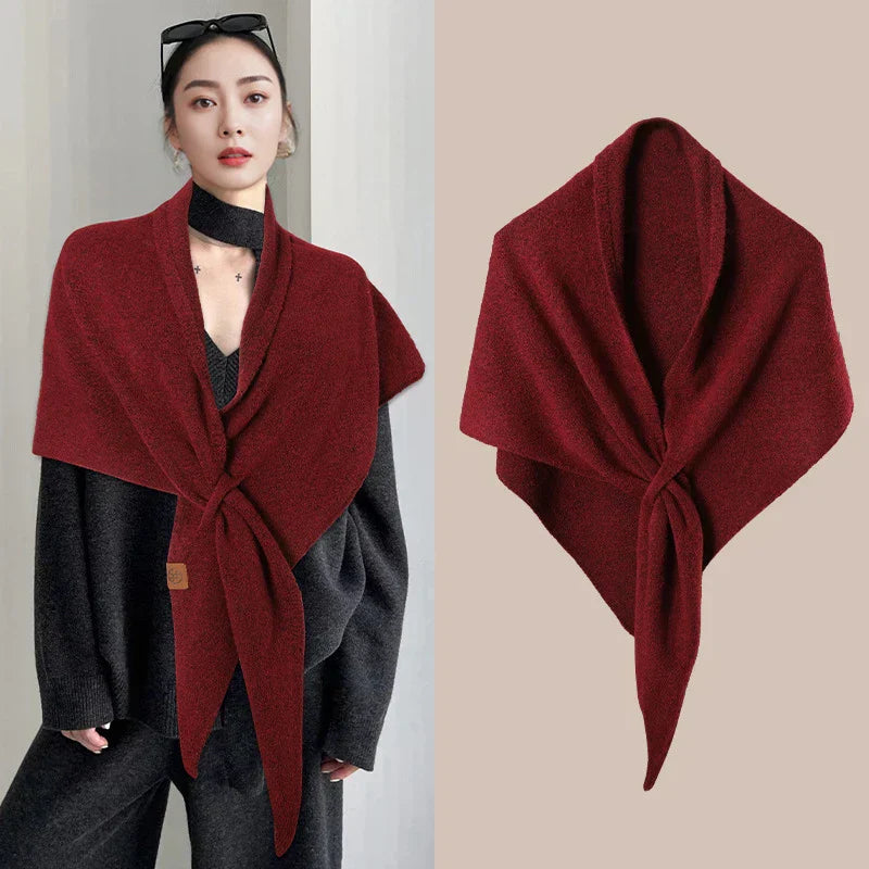 Women's Triangular Wool Scarf for Autumn and Winter