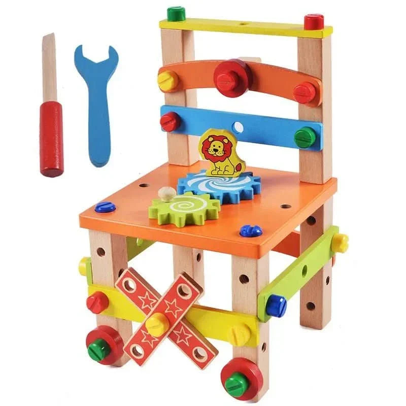 WOODTOOLS - Montessori Wooden Tool Kit for Creative Learning and Motor Development in Children