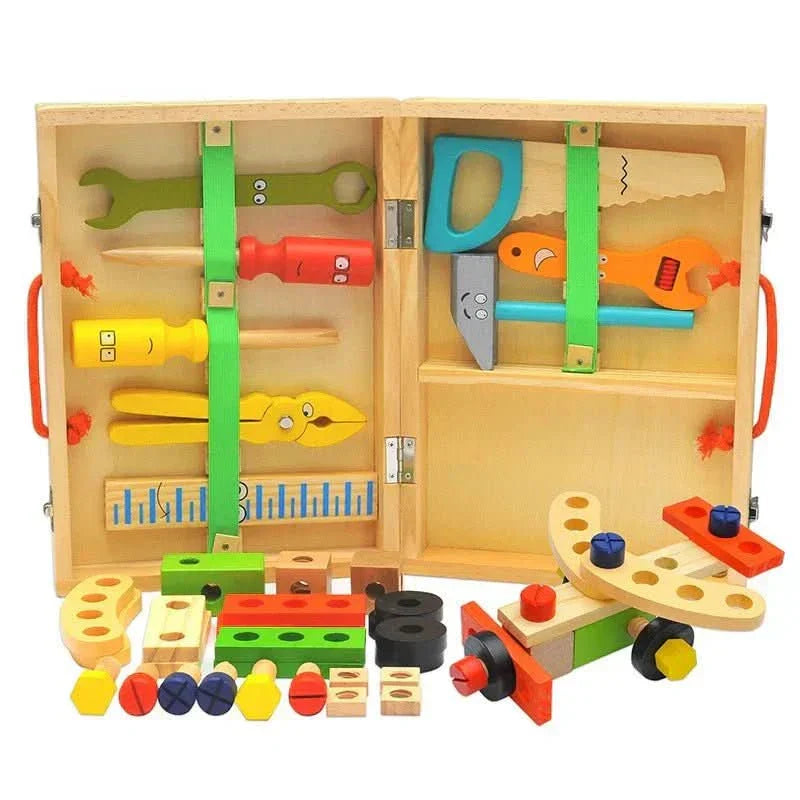WOODTOOLS - Montessori Wooden Tool Kit for Creative Learning and Motor Development in Children