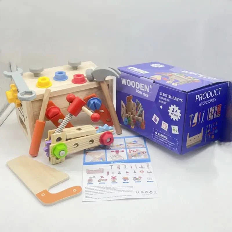 WOODTOOLS - Montessori Wooden Tool Kit for Creative Learning and Motor Development in Children
