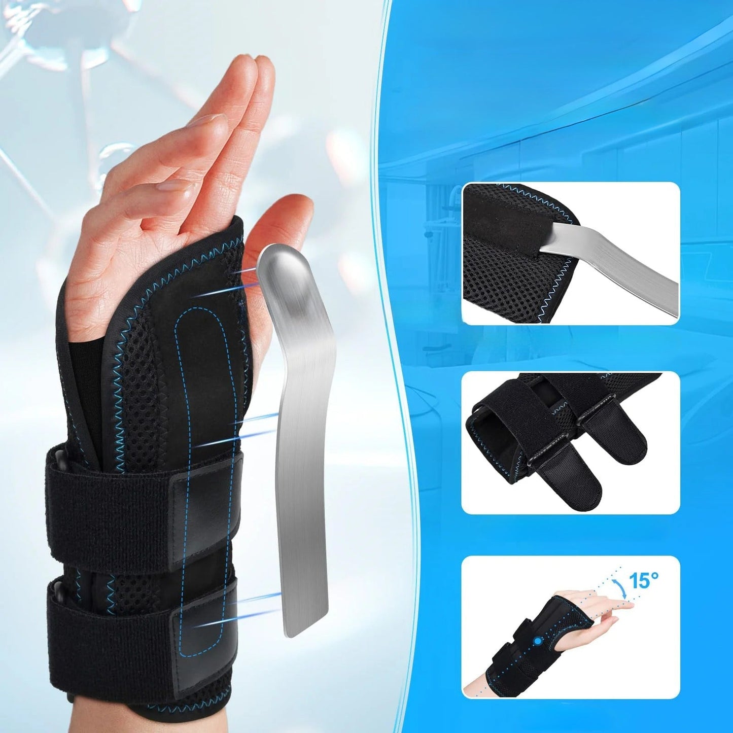 Wrist Support with Splint - Stabilizes and Relieves Pain