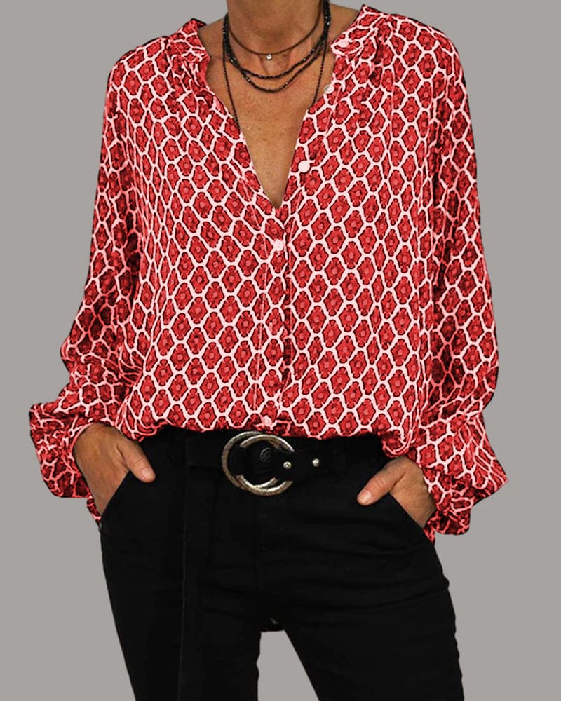 Zara | V-neck blouse with long sleeves for autumn