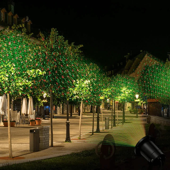 Zewnętrzny projektor świąteczny z ruchomymi wzorami, odporny na warunki atmosferyczne, powierzchnia do 280 m²